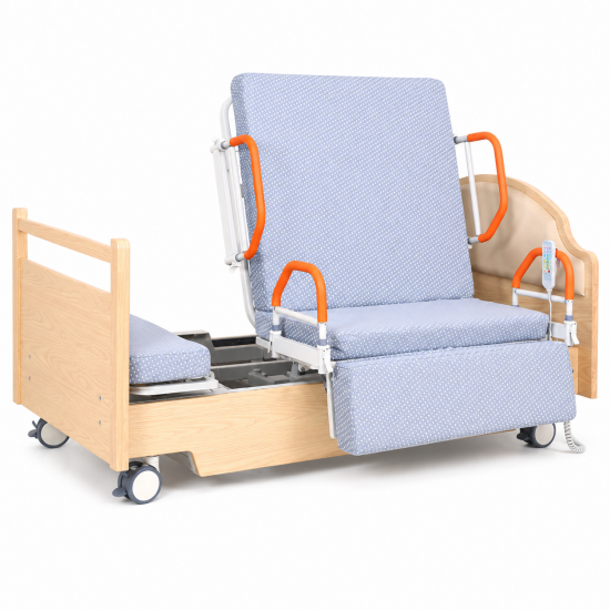 Electric Transfer Nursing Bed with Lateral Tilt and 90° Rotating Exit System