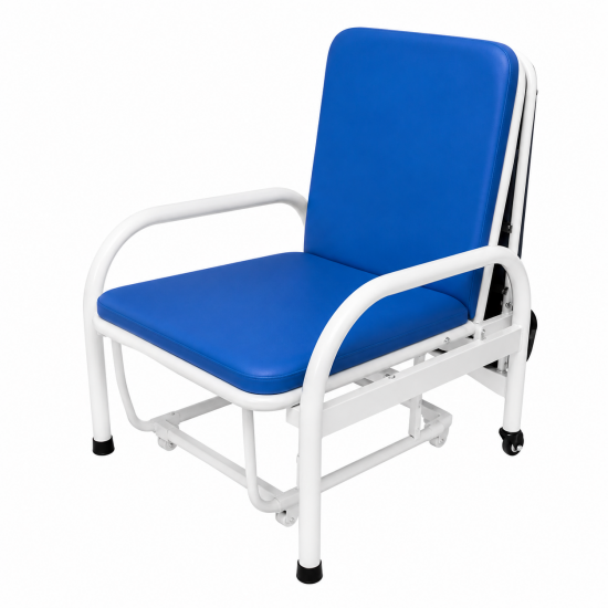 Cost-Effective Hospital Companion Chair Bed with Powder-Coated Steel Frame