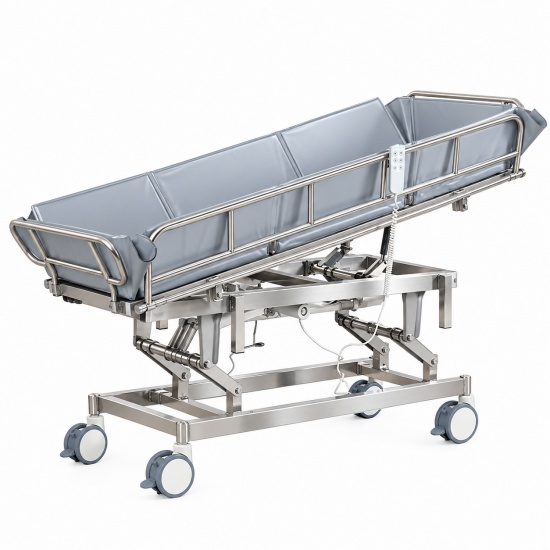 Stainless Steel Electric Shower Trolley for Safe Patient Bathing and Hygiene Care