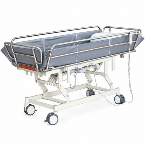 Electric Shower Trolley with Powder-Coated Carbon Steel Frame for Patient Bathing