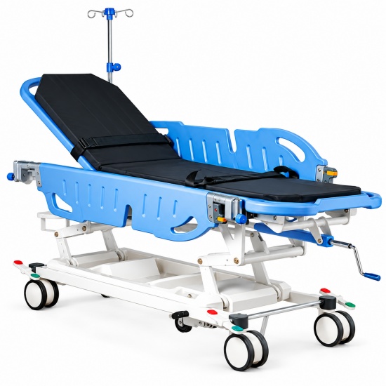 Height Adjustable Patient Transfer Stretcher with Central Braking System