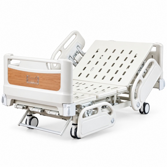 Manual 3-Function Hospital Bed with Four-Section ABS Side Rails and Central Brake